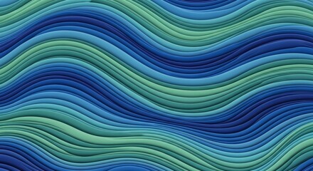 Canvas Print - rippling waves of blue and green hues with soft shadows