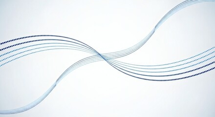 Canvas Print - wavy lines of blue dots against a white background