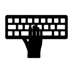Silhouette of hand typing on a keyboard representing software development and creativity