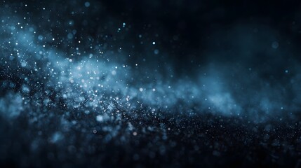 Wall Mural - ethereal blue tech particles floating in a dark mystical space
