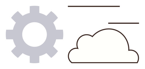Wall Mural - gear and cloud image representing cloud computing, data synchronization, and digital services. ideal