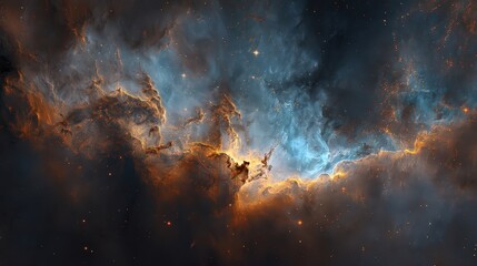 Wall Mural - Colorful Interstellar Nebula With Glowing Gas Clouds