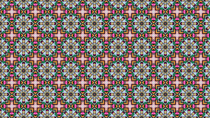 Wall Mural - Colorful Kaleidoscopic Geometric Seamless Pattern