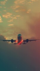 Wall Mural - a plane soaring through the sky during a beautiful sunset