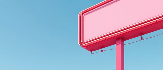 Wall Mural - minimalist pink billboard sign against a clear blue sky retro roadside advertising with vibrant colo