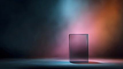 Wall Mural - a transparent glass podium over a soft gradient background long title a transparent glass podium set