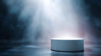 Wall Mural - White podium with subtle glow on futuristic background