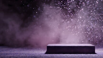Wall Mural - abstract podium with floating particles in a dramatic dark setting