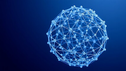 Futuristic blue and white spherical structure with interconnected nodes, symbolizing networks.