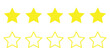© Gemivector5 - 5 Star rating, customer review with gold stars flat vector icons for apps and websites.