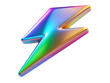 © Sayed - Metallic lightning bolt icon glossy iridescent colors electricity symbol design element 3d illustration isolated on transparent background