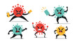 © Tahmina - Angry cartoon viruses fight with objects symbolizing conflict and aggression