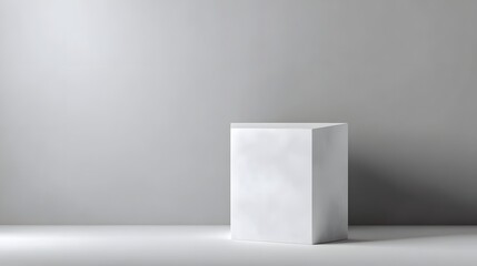 Wall Mural - Empty podium against a white background  long title A minimalist white podium or display platform set against a plain background with soft  lighting