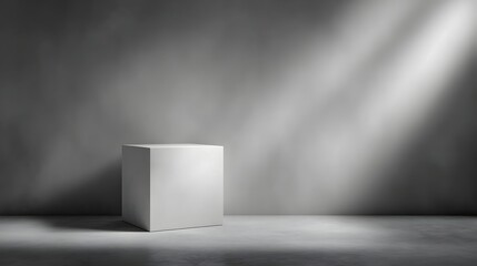 Wall Mural - minimalist white cube on a clean background with shadow lighting