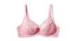 © Fatimah - Elegant pink lace push-up bra isolated on white background, feminine lingerie fashion.