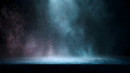 Wall Mural - ethereal podium with floating particles in a dramatic lighting backdrop