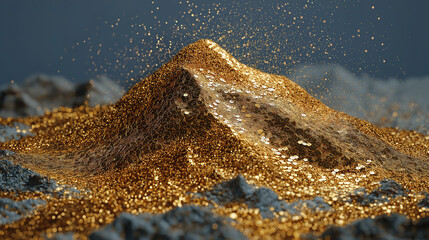 Wall Mural - Stacked gold coins in mountain shape illustrating financial success and abundance
