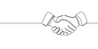 © Максим Зайков - Handshake line hand continuous business people outline partnership vector together. Hand handshake line art concept trust deal agreement one illustration sketch isolated background work team man.