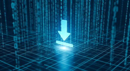 Download arrow digital data binary code technology network connection information transfer system concept