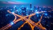 © Swissdreams - Urban landscape showcasing smart city technology and networks at night