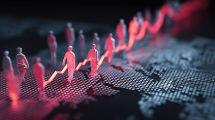 Economic growth on global business network with strategy and digital marketing technology