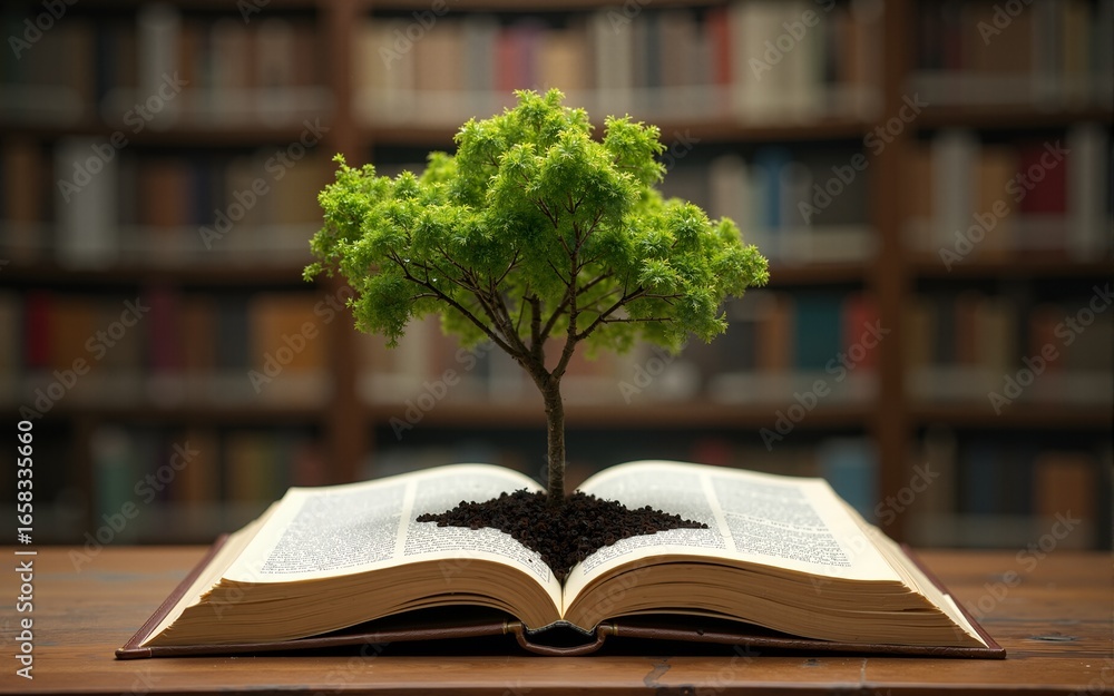 World philosophy day concept with tree of knowledge planting on opening ...