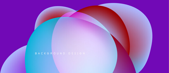 Wall Mural - abstract fluid shapes overlap, creating vibrant color gradients. purple background enhances dynamic 