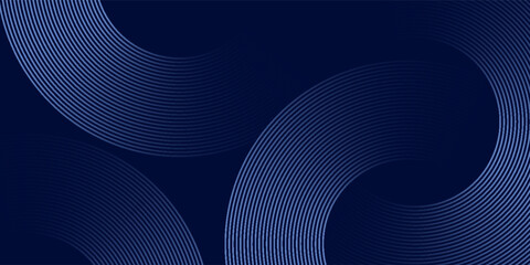Wall Mural - Abstract glowing circle lines on dark blue background. Geometric stripe line art design. Modern shiny blue lines. Futuristic technology concept. eps10