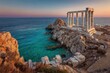 © Crystal - Temple of Poseidon at Sounion, Greece, at Sunset with Turquoise Waters