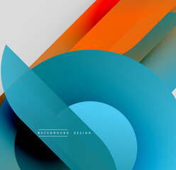 Wall Mural - abstract geometric design. overlapping shapes create dynamic visual effect. blue, orange, black grad