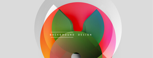 Wall Mural - abstract colorful circles overlap, creating dynamic visual effect. text reads background design with