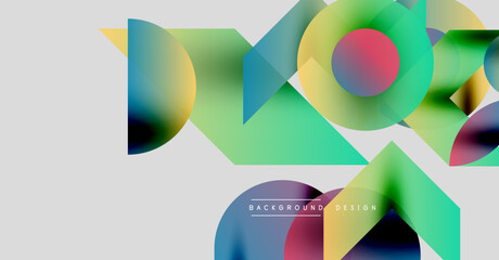 Wall Mural - abstract geometric shapes overlap. vibrant colors blend, creating dynamic visual composition. modern