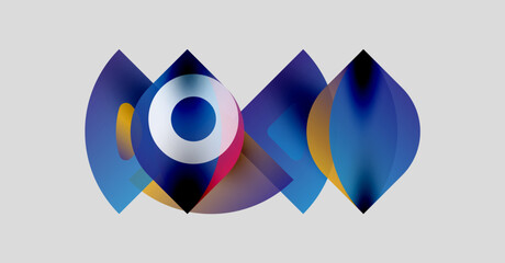 Wall Mural - abstract colorful shapes overlap, creating dynamic visual composition. blue, pink, gold hues dominat