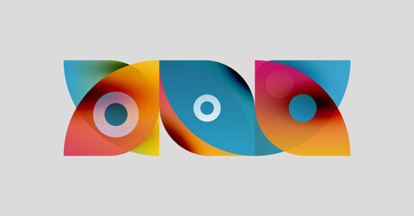 Wall Mural - abstract colorful shapes overlap, forming eyelike designs. vibrant hues blend, creating dynamic visu