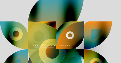 Wall Mural - abstract geometric shapes overlap. colors blendyellows, blues, oranges. modern design feels dynamic,