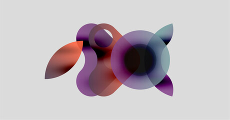 Wall Mural - abstract shapes overlap, creating vibrant color blends. soft gradients suggest movement, depth, mode