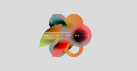 Wall Mural - abstract floral design. vibrant overlapping colors create modern visual. light gray background provi