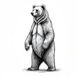 ©  Kibria Islam - Detailed Illustration of a Standing Grizzly Bear in a Realistic Sketch Style