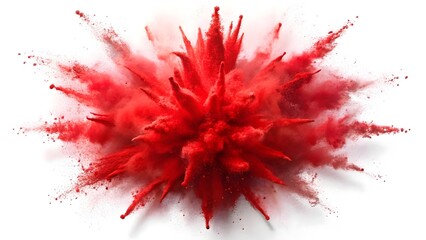 Vibrant red powder exploding in a starburst pattern