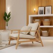 © Bhuiyan - Minimalist interior design with wooden armchair and decorative elements creating a cozy and inviting atmosphere perfect for relaxation and tranquility