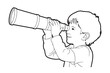 © MdMezbahul - Young boy looking through a telescope outline