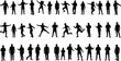 © Miraj World - People silhouettes set, standing and walking poses, human figure collection, casual movement illustration, vector clipart pack of male female