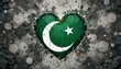 © Sami - A green heart with a white crescent moon and star on a gray bokeh and splatter background art