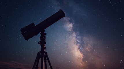 Night sky view with telescope.