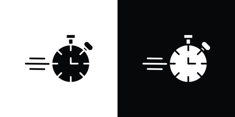Stopwatch Icon in Motion with White and Black Backgrounds