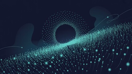 Wall Mural - abstract teal and dark blue particle flow background