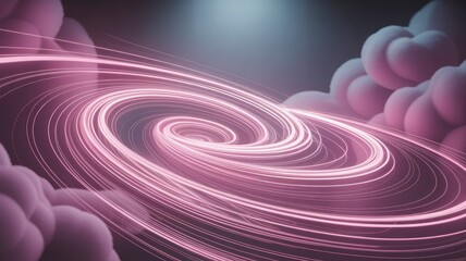 Wall Mural - abstract pink spiral vortex in dark space with soft clouds - digital art
