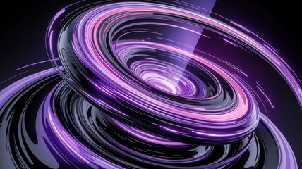 Wall Mural - abstract purple and black swirling vortex 3d render of dynamic energy flow