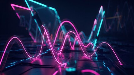 Wall Mural - abstract neon waves futuristic data visualization background