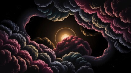 Wall Mural - celestial cloudscape a dreamlike vision of a golden planet